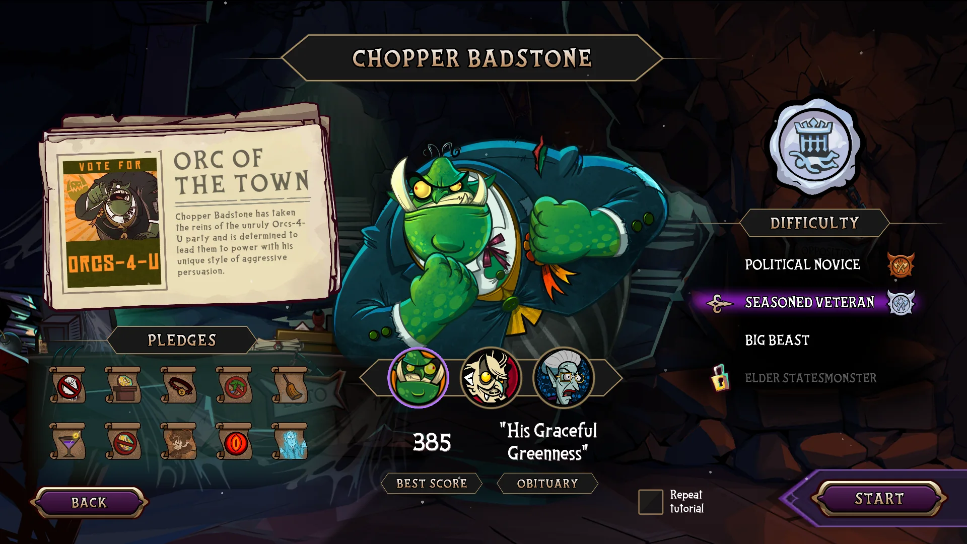 Prime Monster character selection